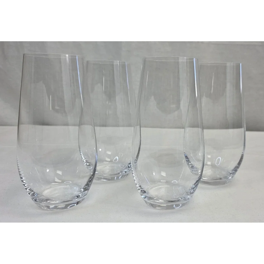 Mikasa Cheers Etched Swirl Stemless Highball Glasses Set of 4 Clear Crystal